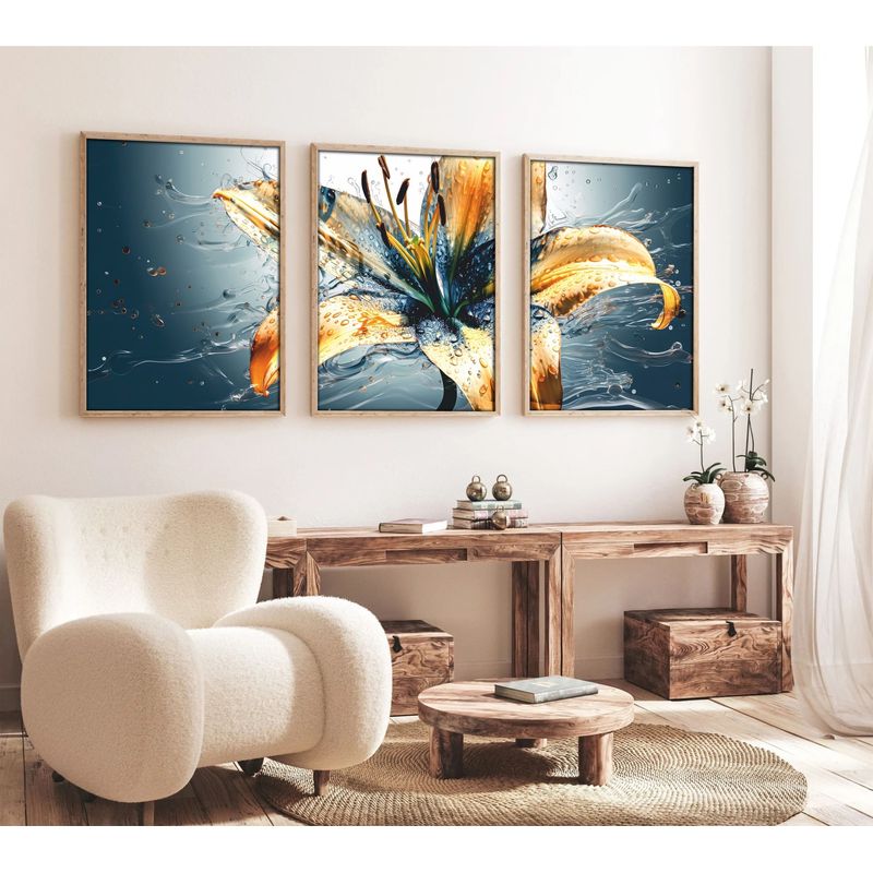 Casa si Gradina - Decoratiuni - Tablouri - Tablou decorativ inramat, Wallxpert, mdf si lemn masiv, multicolor, 50x70 cm, set 3 piese, 693BSE1558 - Infinity.ro