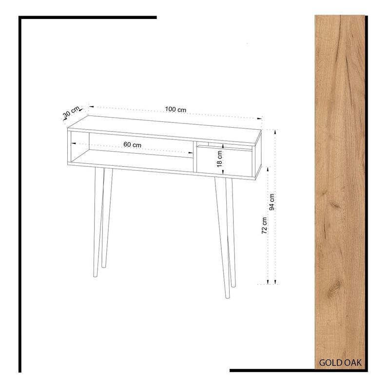 Casa si Gradina - Mobilier - Comode si corpuri - Console - Consola, Hanah Home, pal melaminat, stejar si alb, 100x30x94 cm - Infinity.ro