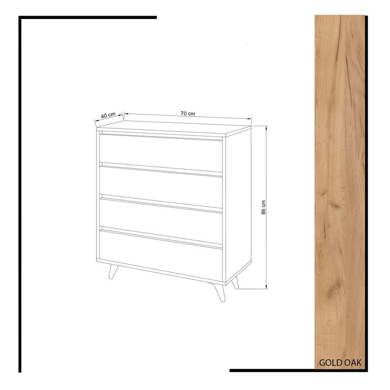 Casa si Gradina - Mobilier - Comode si corpuri - Comode - Comoda, Hanah Home, pal melaminat, stejar alb, 70x40x86 cm, 811MDD3408 - Infinity.ro