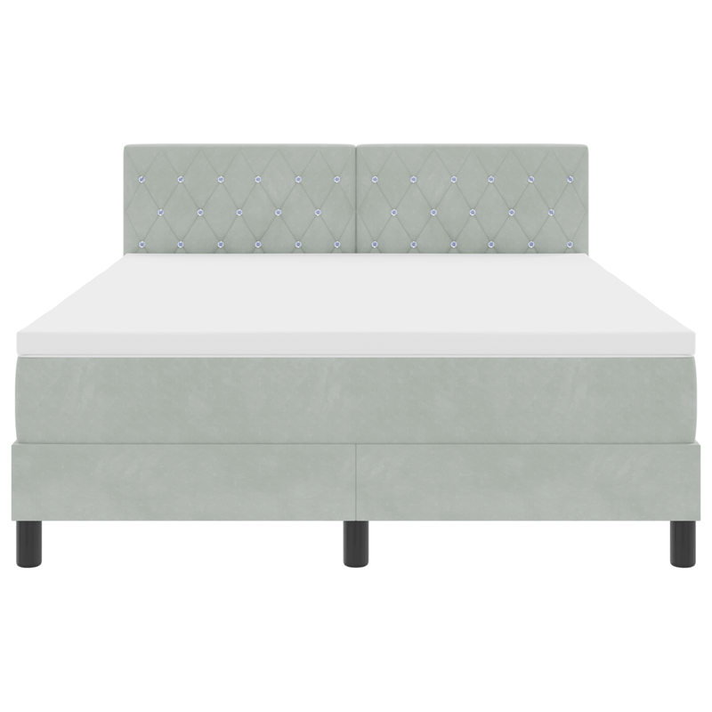 Casa si Gradina - Mobilier - Paturi si accesorii - Paturi - Pat box spring cu saltea, gri deschis, 140x190 cm, catifea - Infinity.ro