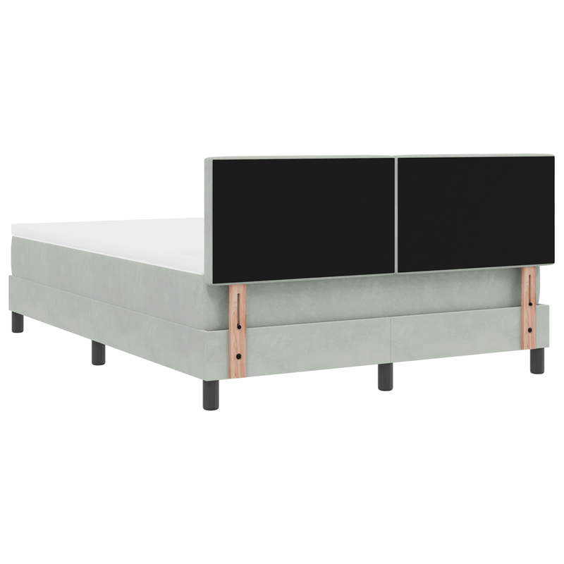 Casa si Gradina - Mobilier - Paturi si accesorii - Paturi - Pat box spring cu saltea, gri deschis, 140x190 cm, catifea - Infinity.ro