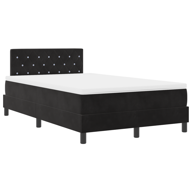 Casa si Gradina - Mobilier - Paturi si accesorii - Paturi - Pat box spring cu saltea, negru, dublu mic, catifea - Infinity.ro