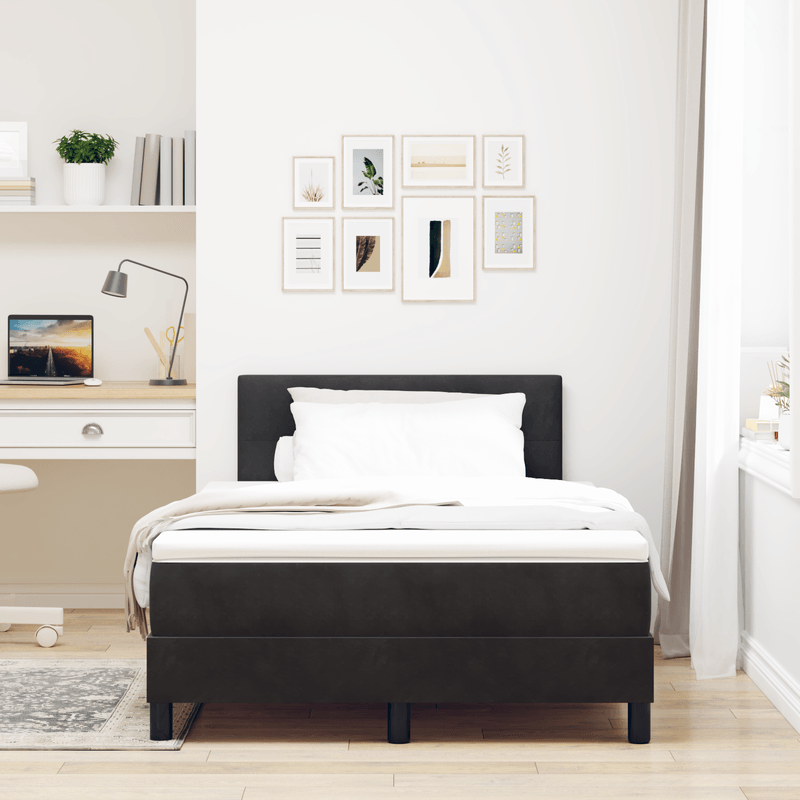 Casa si Gradina - Mobilier - Paturi si accesorii - Paturi - Pat box spring cu saltea, negru, dublu mic, catifea - Infinity.ro