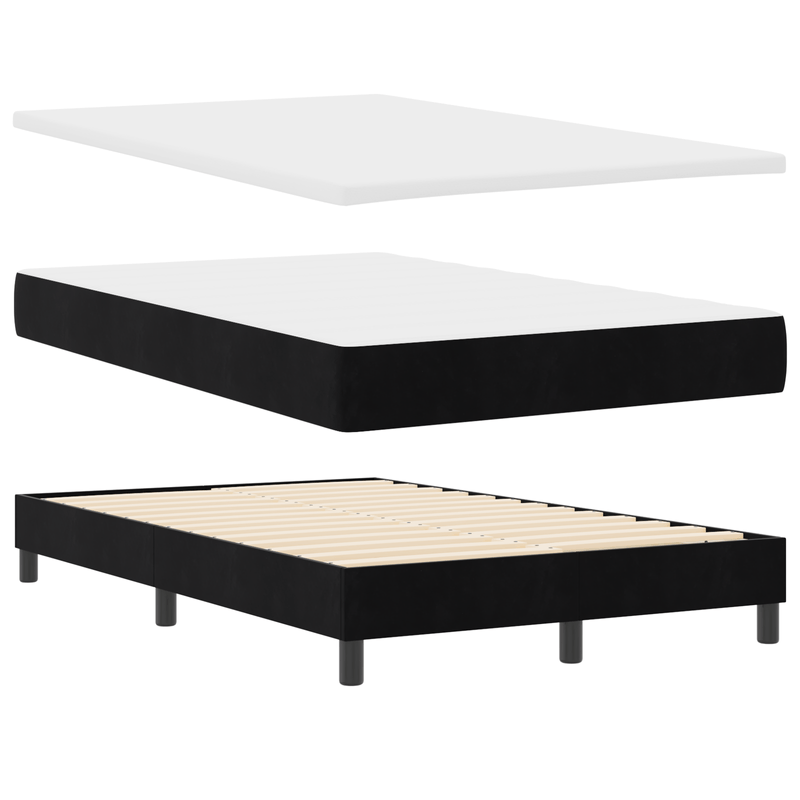 Casa si Gradina - Mobilier - Paturi si accesorii - Paturi - Pat box spring cu saltea, negru, dublu mic, catifea - Infinity.ro