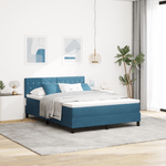 Casa si Gradina - Mobilier - Paturi si accesorii - Paturi - Pat box spring cu saltea, albastru inchis, 160x200 cm, catifea - Infinity.ro