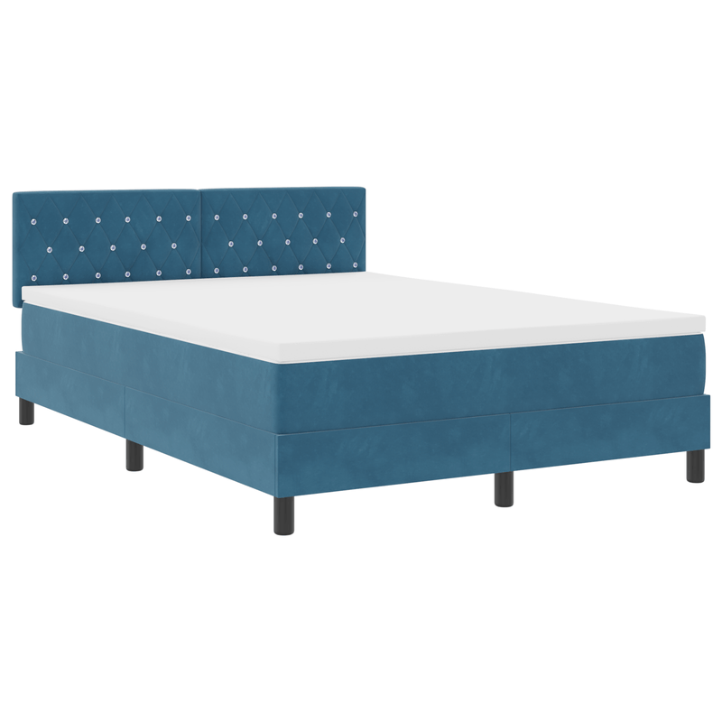 Casa si Gradina - Mobilier - Paturi si accesorii - Paturi - Pat box spring cu saltea, albastru inchis, 160x200 cm, catifea - Infinity.ro