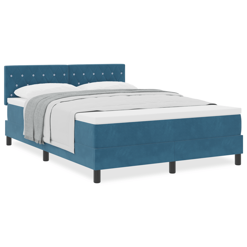 Casa si Gradina - Mobilier - Paturi si accesorii - Paturi - Pat box spring cu saltea, albastru inchis, 160x200 cm, catifea - Infinity.ro
