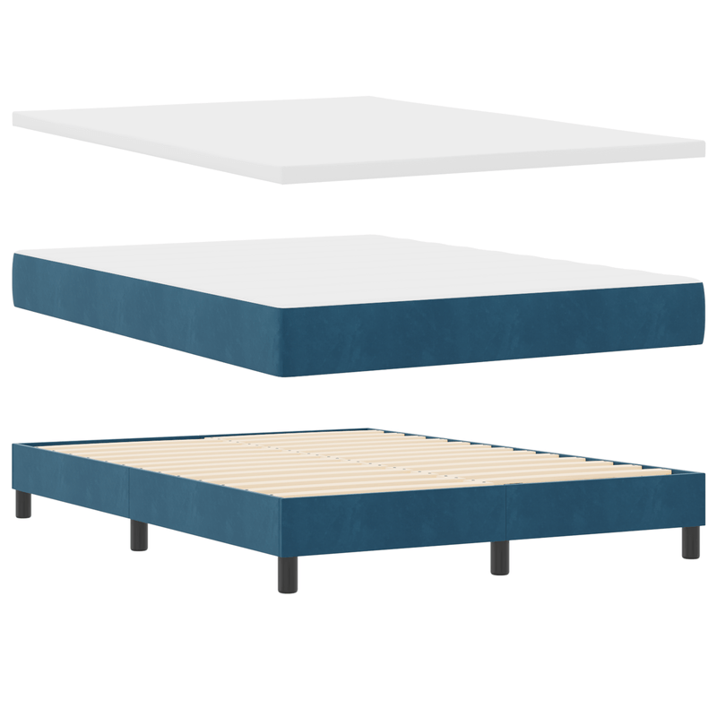 Casa si Gradina - Mobilier - Paturi si accesorii - Paturi - Pat box spring cu saltea, albastru inchis, 160x200 cm, catifea - Infinity.ro