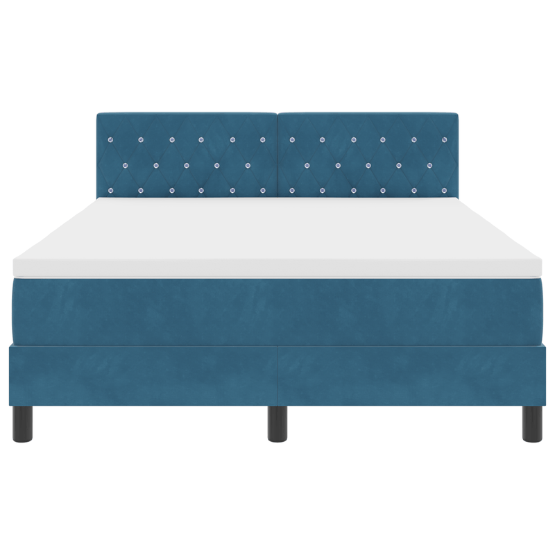 Casa si Gradina - Mobilier - Paturi si accesorii - Paturi - Pat box spring cu saltea, albastru inchis, 160x200 cm, catifea - Infinity.ro