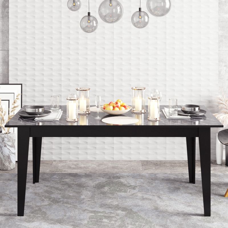Casa si Gradina - Mobilier - Mese si birouri - Mese bucatarie si dining - Masa dining, Hanah Home, panou aglomerat cu melamina, negru, 180x90x76.8 cm - Infinity.ro