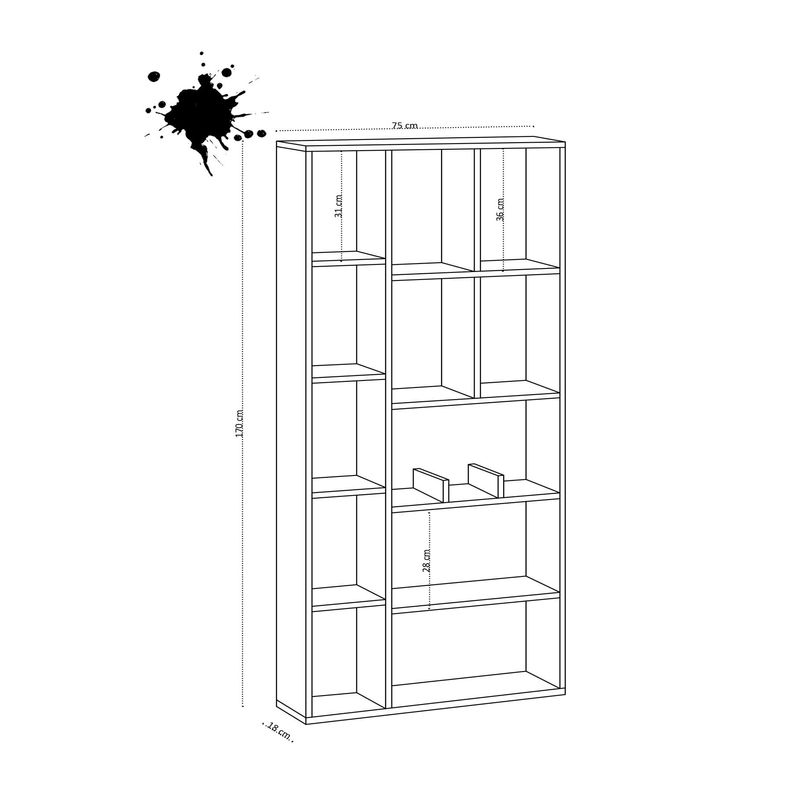 Casa si Gradina - Mobilier - Biblioteci si rafturi - Biblioteci - Biblioteca, Hanah Home, pal melaminat, stejar safir, 75x18x170 cm - Infinity.ro