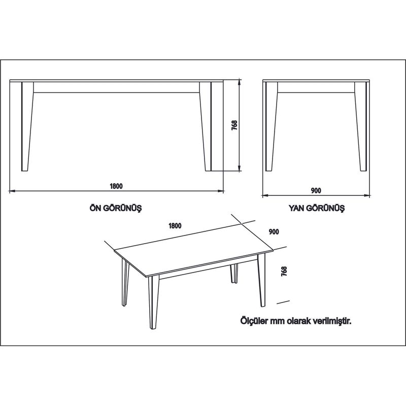 Casa si Gradina - Mobilier - Mese si birouri - Mese bucatarie si dining - Masa dining, Hanah Home, panou aglomerat cu melamina, negru, 180x90x76.8 cm - Infinity.ro