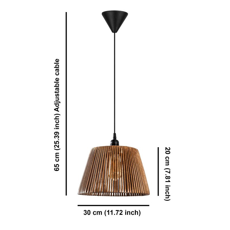 Casa si Gradina - Corpuri si surse de iluminat - Lustre si pendule - Lustra, Opviq, corp metalic, capac imitatie bambus, camel, 30x30x65 cm - Infinity.ro