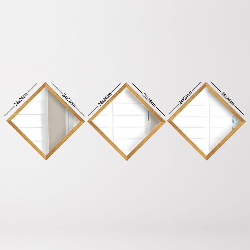 Casa si Gradina - Decoratiuni - Oglinzi - Set oglinzi, Wallxpert, sticla, rama plastic laminat, auriu si argintiu, 24x24 cm, 3 bucati - Infinity.ro