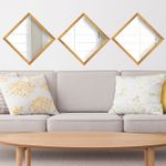 Casa si Gradina - Decoratiuni - Oglinzi - Set oglinzi, Wallxpert, sticla, rama plastic laminat, auriu si argintiu, 24x24 cm, 3 bucati - Infinity.ro