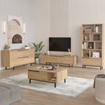 Casa si Gradina - Mobilier - Seturi de mobilier - Seturi living - Set mobilier living, Hanah Home, pal melaminat, stejar, picioare metalice, 956LCS2538 - Infinity.ro
