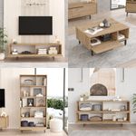 Casa si Gradina - Mobilier - Seturi de mobilier - Seturi living - Set mobilier living, Hanah Home, pal melaminat, stejar, picioare metalice, 956LCS2538 - Infinity.ro