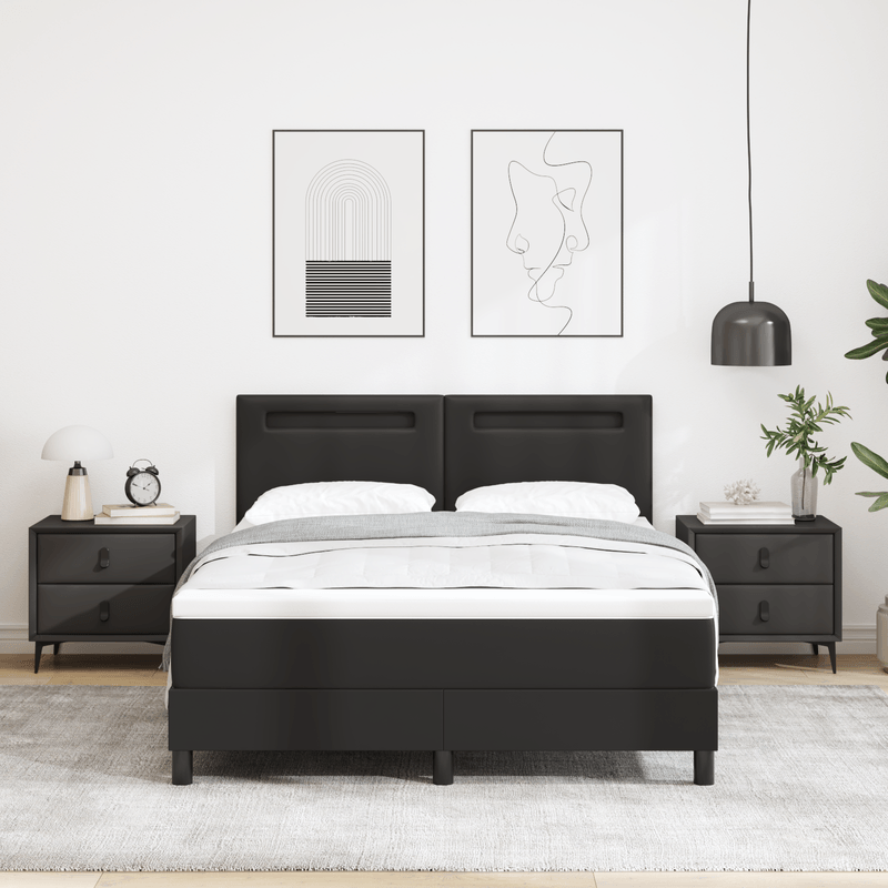Casa si Gradina - Mobilier - Paturi si accesorii - Paturi - Pat cu suport  cu saltea neagra 140x200 cm din piele sintetica - Infinity.ro