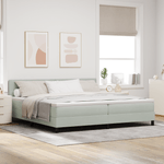 Casa si Gradina - Mobilier - Paturi si accesorii - Paturi - Pat box spring cu saltea, gri deschis, 200x200 cm, catifea - Infinity.ro