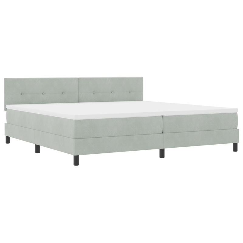 Casa si Gradina - Mobilier - Paturi si accesorii - Paturi - Pat box spring cu saltea, gri deschis, 200x200 cm, catifea - Infinity.ro