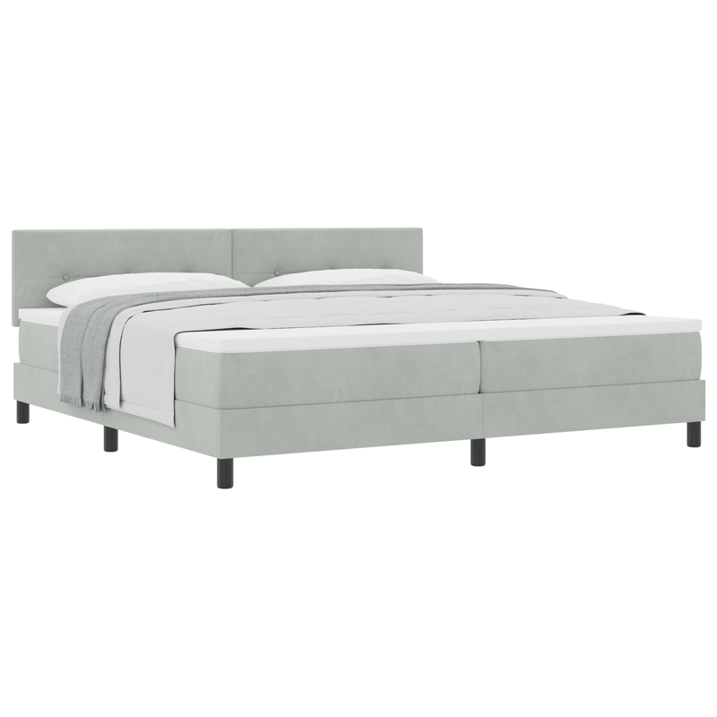 Casa si Gradina - Mobilier - Paturi si accesorii - Paturi - Pat box spring cu saltea, gri deschis, 200x200 cm, catifea - Infinity.ro