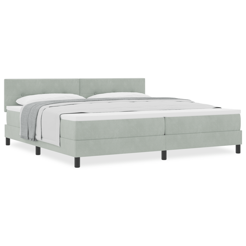 Casa si Gradina - Mobilier - Paturi si accesorii - Paturi - Pat box spring cu saltea, gri deschis, 200x200 cm, catifea - Infinity.ro