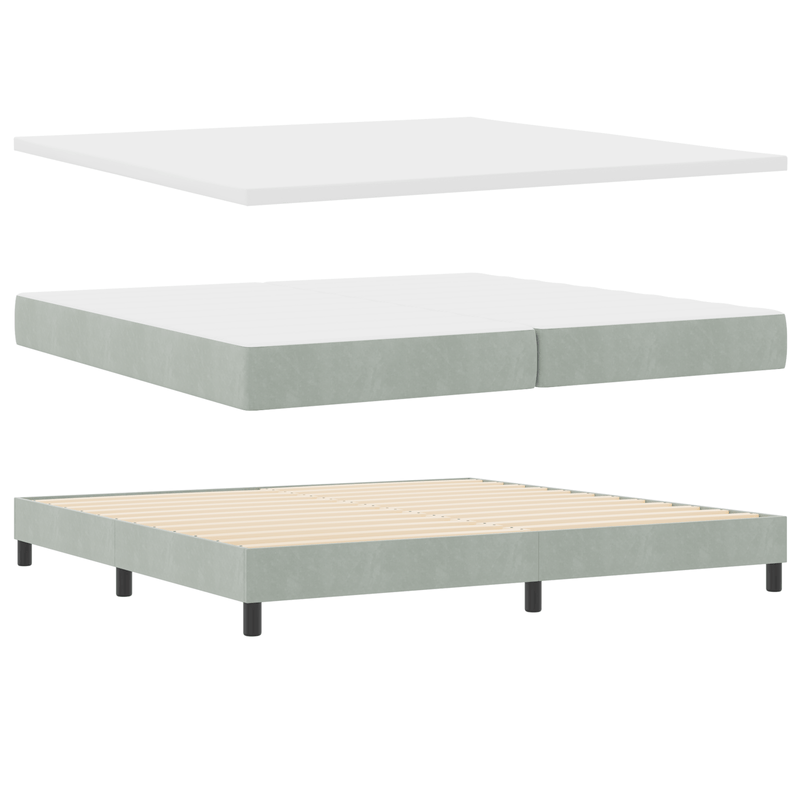 Casa si Gradina - Mobilier - Paturi si accesorii - Paturi - Pat box spring cu saltea, gri deschis, 200x200 cm, catifea - Infinity.ro
