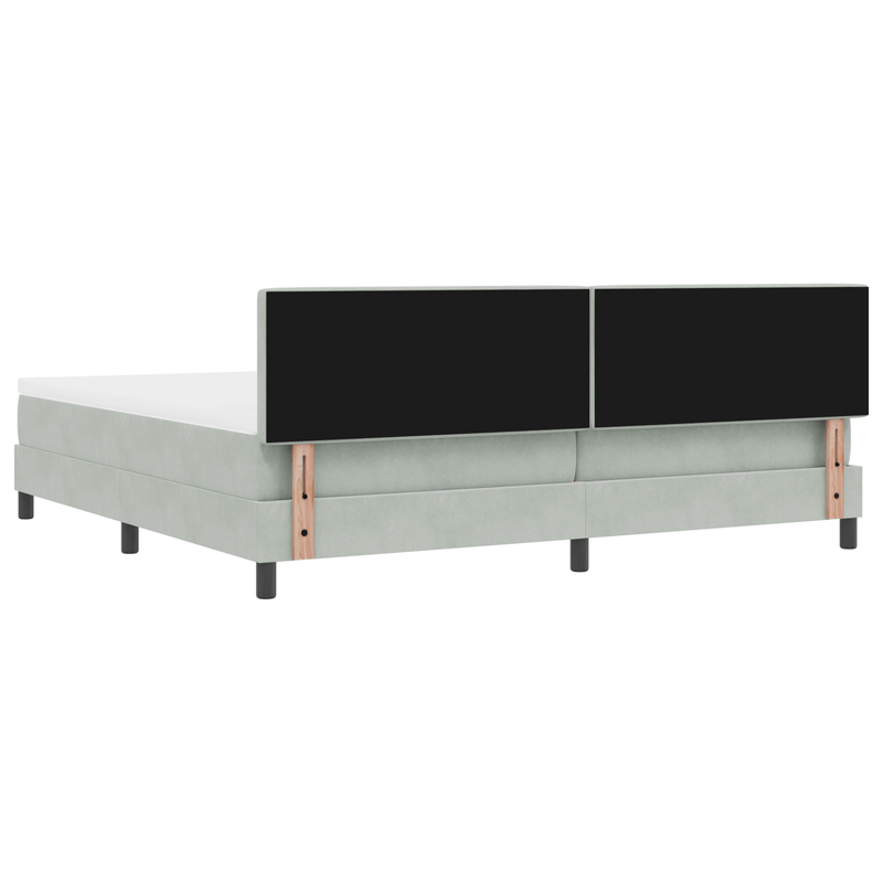 Casa si Gradina - Mobilier - Paturi si accesorii - Paturi - Pat box spring cu saltea, gri deschis, 200x200 cm, catifea - Infinity.ro