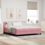 Casa si Gradina - Mobilier - Paturi si accesorii - Paturi - Pat box spring cu saltea, roz, super king, catifea - Infinity.ro