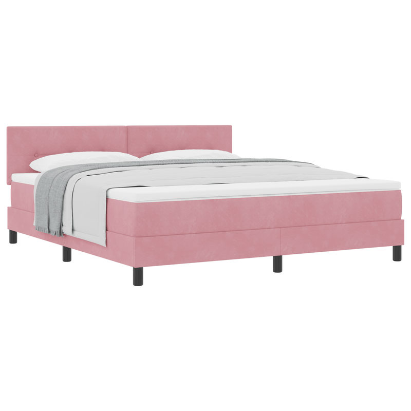 Casa si Gradina - Mobilier - Paturi si accesorii - Paturi - Pat box spring cu saltea, roz, super king, catifea - Infinity.ro