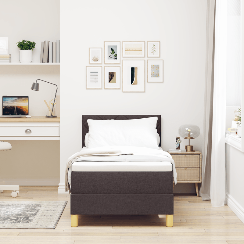 Casa si Gradina - Mobilier - Paturi si accesorii - Paturi - Pat cu arcuri cu saltea maro inchis 80x200 cm tesatura - Infinity.ro