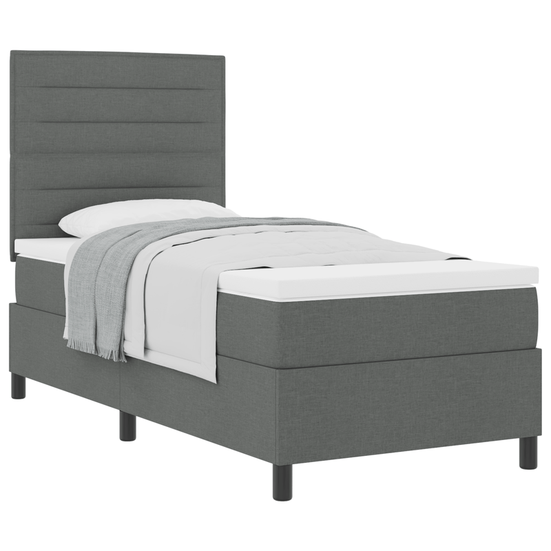 Casa si Gradina - Mobilier - Paturi si accesorii - Paturi - Pat cu arcuri si saltea gri inchis din tesatura - Infinity.ro