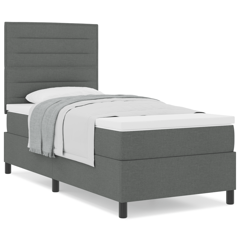 Casa si Gradina - Mobilier - Paturi si accesorii - Paturi - Pat cu arcuri si saltea gri inchis din tesatura - Infinity.ro