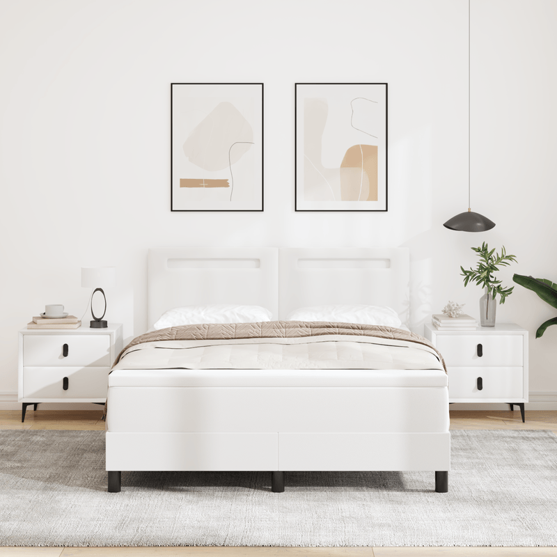 Casa si Gradina - Mobilier - Paturi si accesorii - Paturi - Pat cu arcuri  cu saltea Alb 140x200 cm Piele ecologica - Infinity.ro