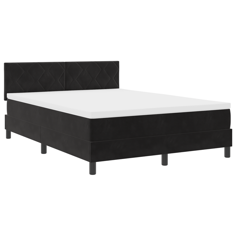 Casa si Gradina - Mobilier - Paturi si accesorii - Paturi - Pat box spring cu saltea, negru, 140x190 cm, catifea - Infinity.ro