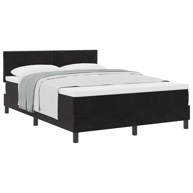 Casa si Gradina - Mobilier - Paturi si accesorii - Paturi - Pat box spring cu saltea, negru, 140x190 cm, catifea - Infinity.ro