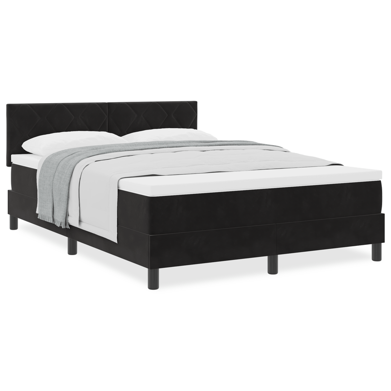 Casa si Gradina - Mobilier - Paturi si accesorii - Paturi - Pat box spring cu saltea, negru, 140x190 cm, catifea - Infinity.ro