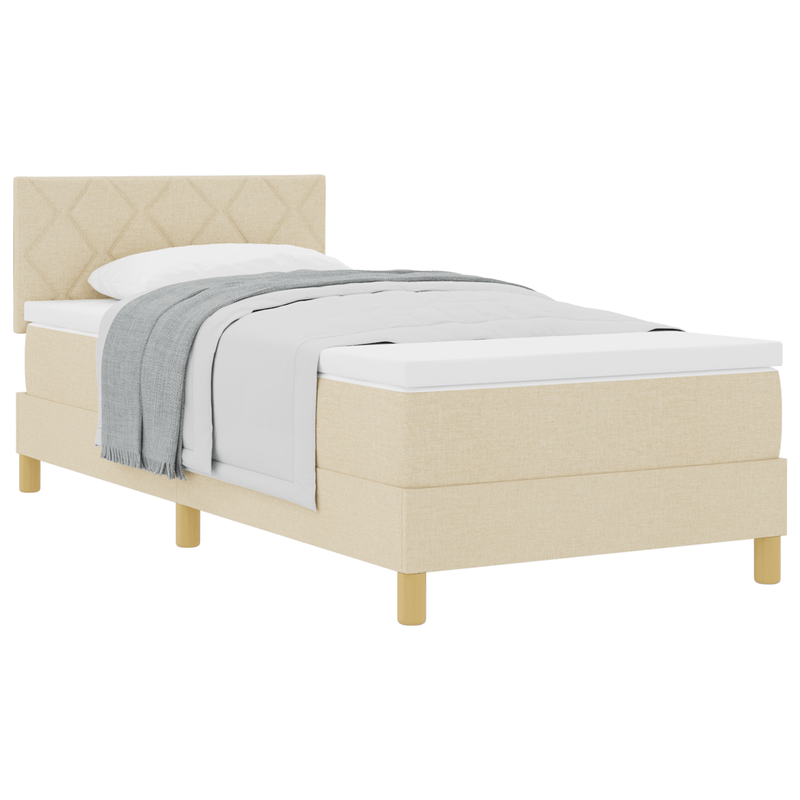 Casa si Gradina - Mobilier - Paturi si accesorii - Paturi - Pat cu arcuri cu Saltea Crem 100x200 cm Tesatura - Infinity.ro