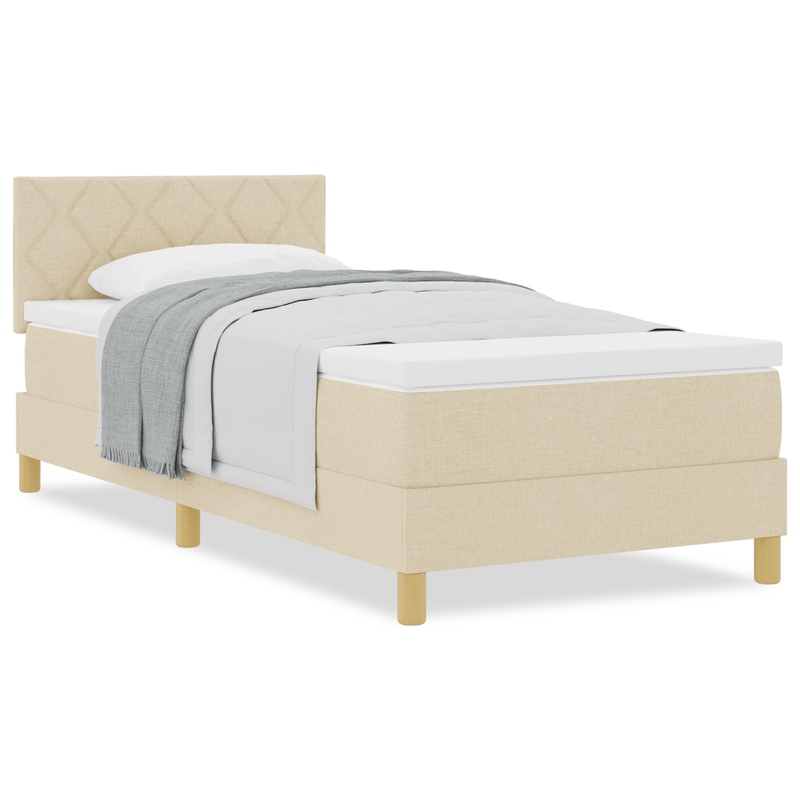 Casa si Gradina - Mobilier - Paturi si accesorii - Paturi - Pat cu arcuri cu Saltea Crem 100x200 cm Tesatura - Infinity.ro