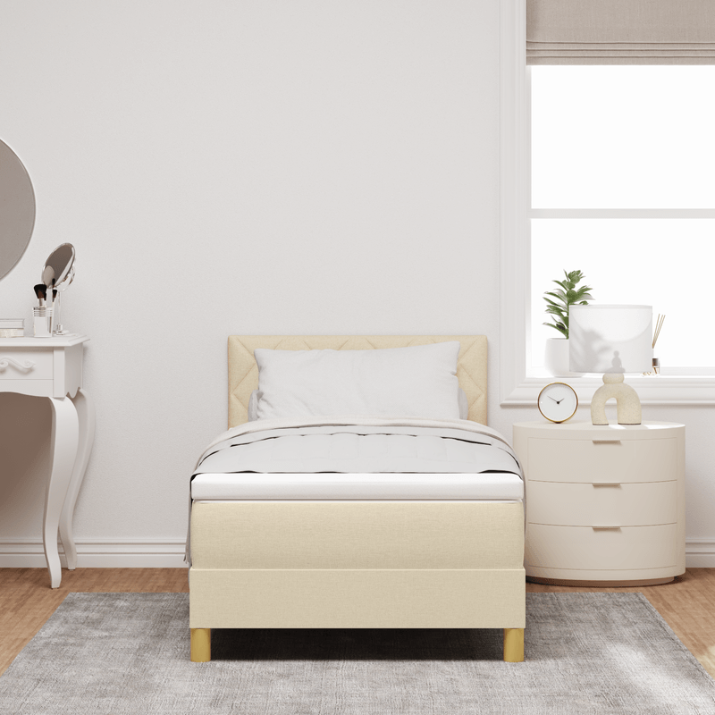 Casa si Gradina - Mobilier - Paturi si accesorii - Paturi - Pat cu arcuri cu Saltea Crem 100x200 cm Tesatura - Infinity.ro