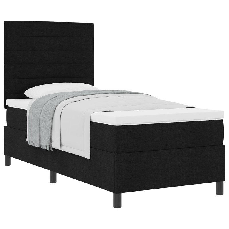 Casa si Gradina - Mobilier - Paturi si accesorii - Paturi - Pat cu arcuri si saltea neagra pentru o persoana din tesatura - Infinity.ro