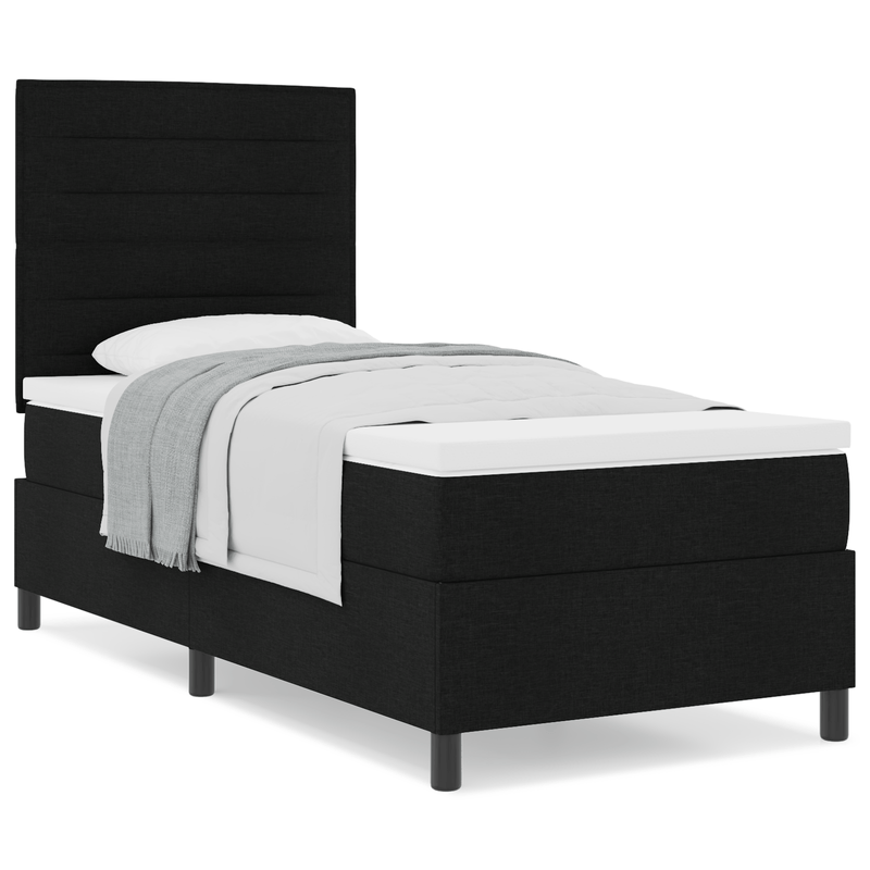 Casa si Gradina - Mobilier - Paturi si accesorii - Paturi - Pat cu arcuri si saltea neagra pentru o persoana din tesatura - Infinity.ro