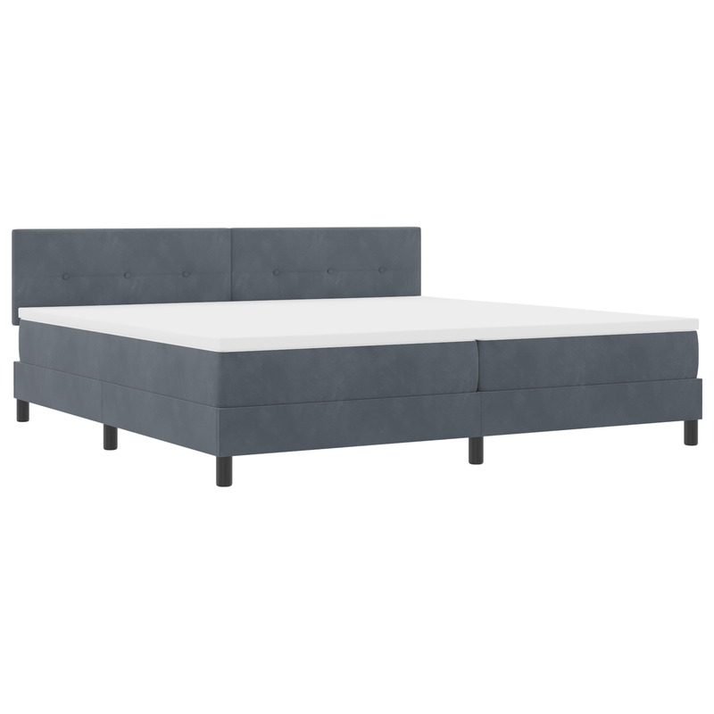 Casa si Gradina - Mobilier - Paturi si accesorii - Paturi - Pat box spring cu saltea, gri inchis, 200x200 cm, catifea - Infinity.ro