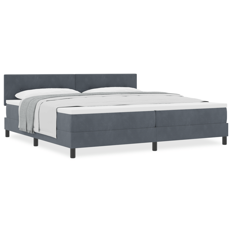 Casa si Gradina - Mobilier - Paturi si accesorii - Paturi - Pat box spring cu saltea, gri inchis, 200x200 cm, catifea - Infinity.ro