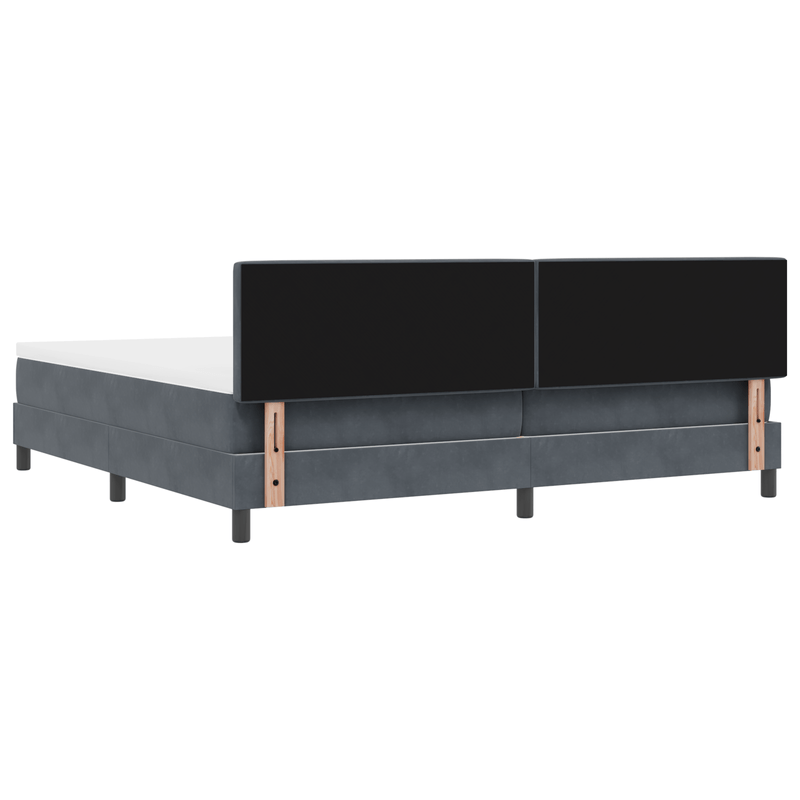 Casa si Gradina - Mobilier - Paturi si accesorii - Paturi - Pat box spring cu saltea, gri inchis, 200x200 cm, catifea - Infinity.ro