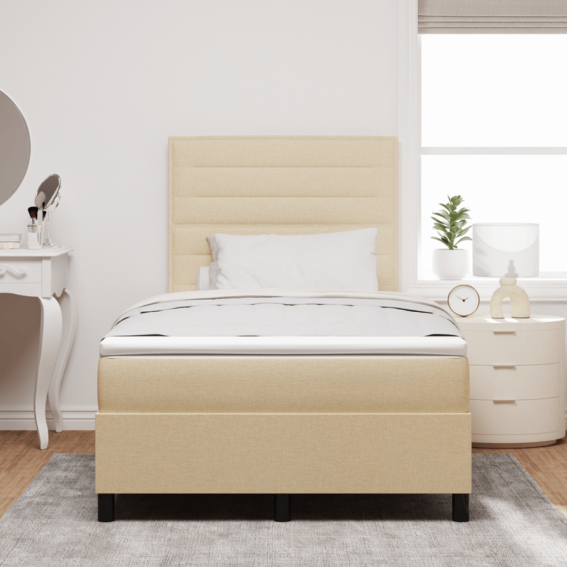 Casa si Gradina - Mobilier - Paturi si accesorii - Paturi - Pat cu arcuri cu saltea crem 120x200 cm stofa - Infinity.ro