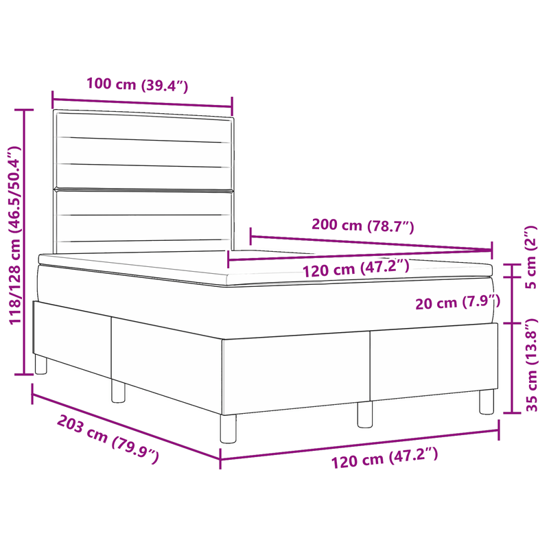 Casa si Gradina - Mobilier - Paturi si accesorii - Paturi - Pat cu arcuri cu saltea crem 120x200 cm stofa - Infinity.ro