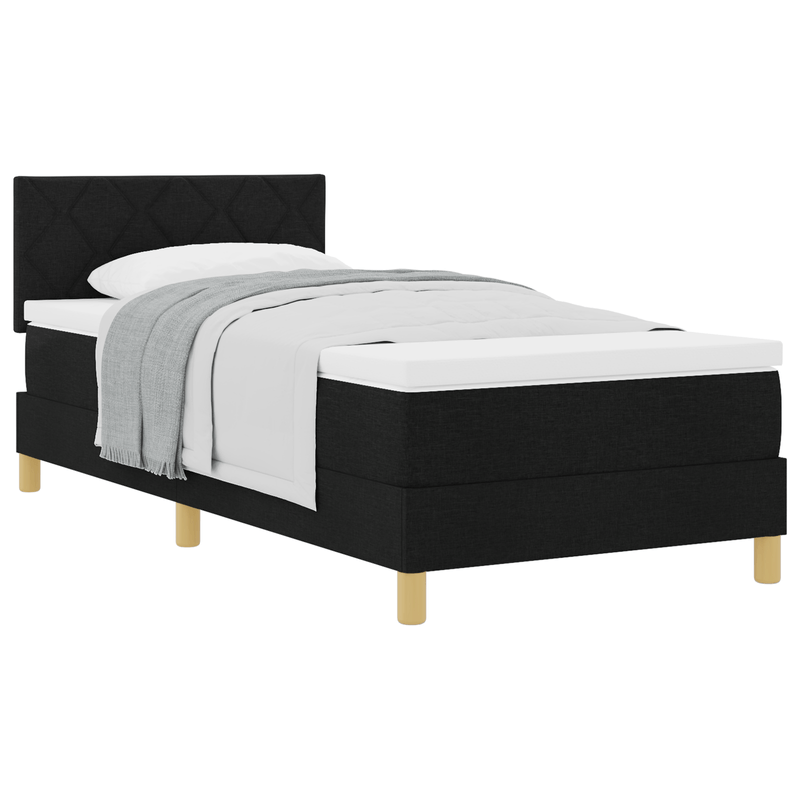 Casa si Gradina - Mobilier - Paturi si accesorii - Paturi - Pat Box Spring cu Saltea Neagra 90x190 cm Tesatura - Infinity.ro