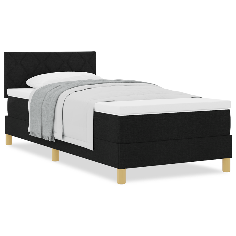 Casa si Gradina - Mobilier - Paturi si accesorii - Paturi - Pat Box Spring cu Saltea Neagra 90x190 cm Tesatura - Infinity.ro