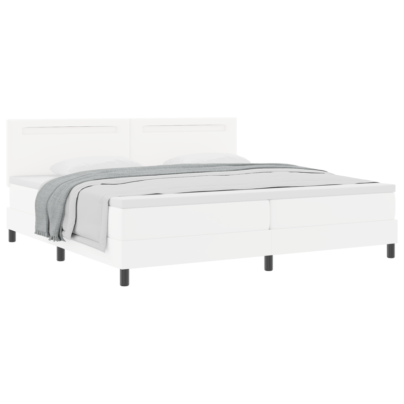 Casa si Gradina - Mobilier - Paturi si accesorii - Paturi - Pat Box Spring  cu saltea Alb 200x200 cm Piele artificiala - Infinity.ro